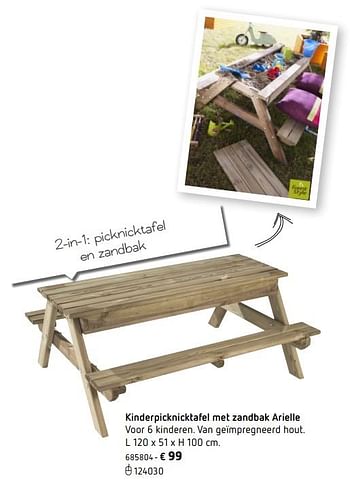 Promoties Kinderpicknicktafel met zandbak arielle - Forest-Style - Geldig van 05/03/2018 tot 31/08/2018 bij Dreamland