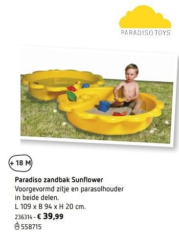Promoties Paradiso zandbak sunflower - Paradiso - Geldig van 05/03/2018 tot 31/08/2018 bij Dreamland