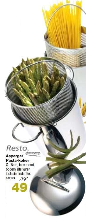 Promoties Resto asperge-pasta-koker - Resto - Geldig van 06/03/2018 tot 22/04/2018 bij Home & Co