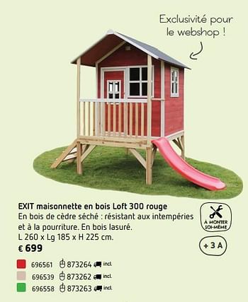 Promotions Exit maisonnette en bois loft 300 rouge - Exit - Valide de 05/03/2018 à 31/08/2018 chez Dreamland