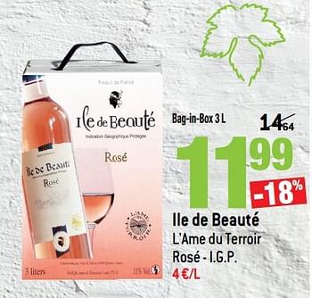 Promotions Ile de beauté l`ame du terroir rosé - i.g.p. - Vins rosé - Valide de 14/03/2018 à 10/04/2018 chez Smatch