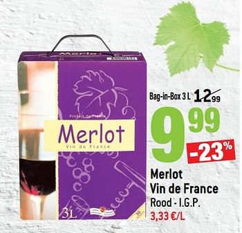 Promoties Merlot vin de france rood - i.g.p. - Rode wijnen - Geldig van 14/03/2018 tot 10/04/2018 bij Smatch