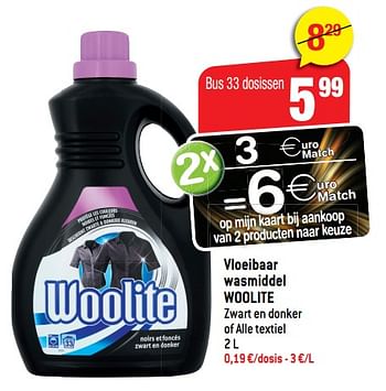 Promoties Vloeibaar wasmiddel woolite - Woolite - Geldig van 14/03/2018 tot 20/03/2018 bij Smatch