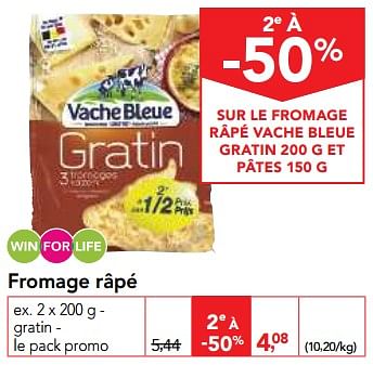 Promoties Fromage râpé - Vache bleue - Geldig van 14/03/2018 tot 27/03/2018 bij Makro