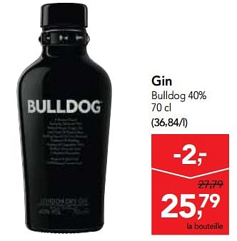 Promotions Gin bulldog 40% - Bulldog - Valide de 14/03/2018 à 27/03/2018 chez Makro