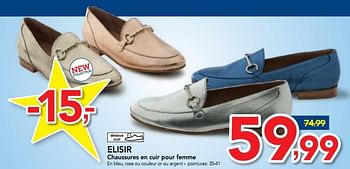 Promotions Chaussures en cuir pour femme - Elisir - Valide de 14/03/2018 à 27/03/2018 chez Makro
