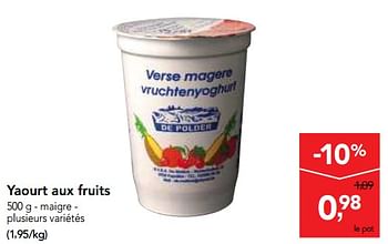 Promoties Yaourt aux fruits - De Polder - Geldig van 14/03/2018 tot 27/03/2018 bij Makro