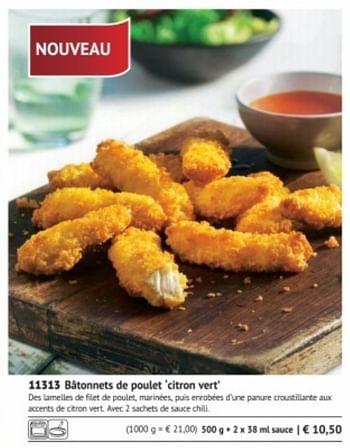Promotions Bâtonnets de poulet citron vert - Produit maison - Bofrost - Valide de 01/03/2018 à 31/08/2018 chez Bofrost