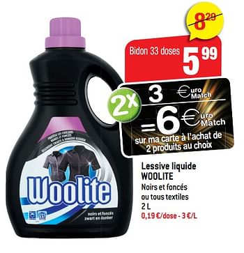 Promotions Lessive liquide woolite - Woolite - Valide de 14/03/2018 à 20/03/2018 chez Smatch