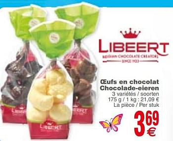 Promotions Oeufs en chocolat Chocolade-eieren - Libeert - Valide de 13/03/2018 à 19/03/2018 chez Cora