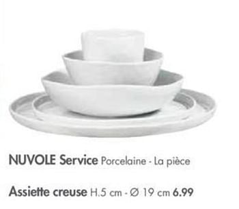 Promoties Nuvole service porcebine assiette creuse - Huismerk - Casa - Geldig van 26/02/2018 tot 25/03/2018 bij Casa