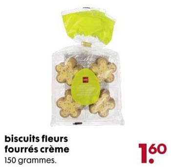 Promoties Biscuits fleurs fourrés crème - Huismerk - Hema - Geldig van 07/03/2018 tot 20/03/2018 bij Hema