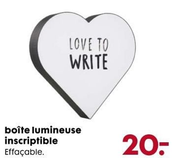 Promoties Boîte lumineuse inscriptible - Huismerk - Hema - Geldig van 07/03/2018 tot 20/03/2018 bij Hema
