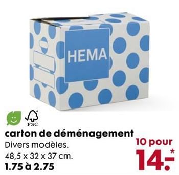 Promotions Carton de déménagement - Produit maison - Hema - Valide de 07/03/2018 à 20/03/2018 chez Hema