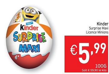 Promotions Kinder surprise maxi licence minions - Kinder - Valide de 13/03/2018 à 18/03/2018 chez Intermarche