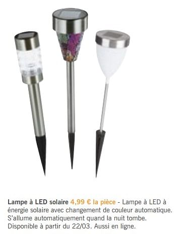Promotions Lampe à led solaire - Produit maison - Lidl - Valide de 22/03/2018 à 14/04/2018 chez Lidl
