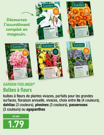 Promotions Bulbes à fleurs - Garden Feelings - Valide de 12/03/2018 à 17/03/2018 chez Aldi