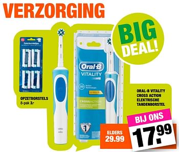 Promoties Oral-b vitality cross action elektrische tandenborstel - Oral-B - Geldig van 12/03/2018 tot 25/03/2018 bij Big Bazar
