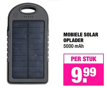 Promoties Mobiele solar oplader 5000 mah - Huismerk - Big Bazar - Geldig van 12/03/2018 tot 25/03/2018 bij Big Bazar