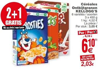 Promoties Céréales ontbijtgranen kellogg`s - Kellogg's - Geldig van 13/03/2018 tot 19/03/2018 bij Cora