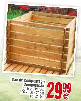 Promotions Bac de compostage compostbak en bois - in hout - Produit maison - Cora - Valide de 13/03/2018 à 26/03/2018 chez Cora