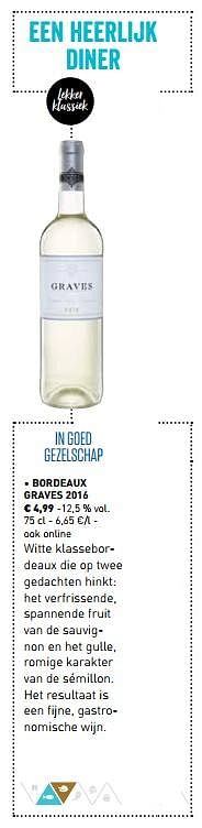 Promotions Bordeaux graves 2016 - Vins blancs - Valide de 01/03/2018 à 31/03/2018 chez Lidl