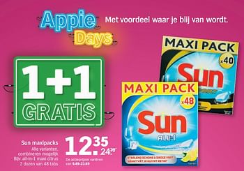 Promoties Sun maxipacks all-in-1 maxi citrus - Sun - Geldig van 12/03/2018 tot 18/03/2018 bij Albert Heijn