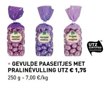 Promoties Gevulde paaseitjes met pralinévulling utz - Huismerk - Lidl - Geldig van 01/03/2018 tot 31/03/2018 bij Lidl