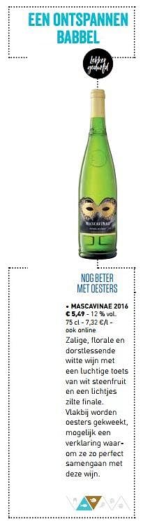 Promoties Mascavinae 2016 - Witte wijnen - Geldig van 01/03/2018 tot 31/03/2018 bij Lidl