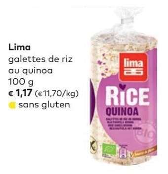 Promotions Lima galettes de riz au quinoa - Lima - Valide de 07/03/2018 à 03/04/2018 chez Bioplanet