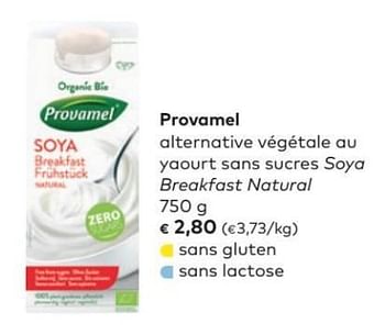 Promotions Provamel alternative végétale au yaourt sans sucres soya breakfast natural - Provamel - Valide de 07/03/2018 à 03/04/2018 chez Bioplanet