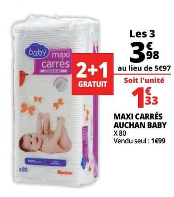 Promoties Maxi carrés auchan baby - Huismerk - Auchan - Geldig van 14/03/2018 tot 20/03/2018 bij Auchan