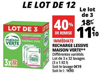 Promotions Recharge lessive maison verte - Maison Verte - Valide de 14/03/2018 à 20/03/2018 chez Auchan Ronq