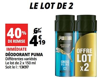 Promotions Déodorant puma - Puma - Valide de 14/03/2018 à 20/03/2018 chez Auchan Ronq