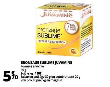 Promoties Bronzage sublime juvamine - Juvamine - Geldig van 14/03/2018 tot 20/03/2018 bij Auchan