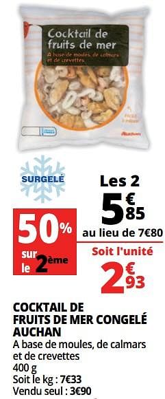 Promoties Cocktail de fruits de mer congelé auchan - Huismerk - Auchan - Geldig van 14/03/2018 tot 20/03/2018 bij Auchan