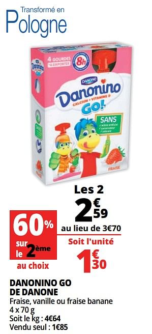 Promotions Danonino go de danone - Danone - Valide de 14/03/2018 à 20/03/2018 chez Auchan Ronq