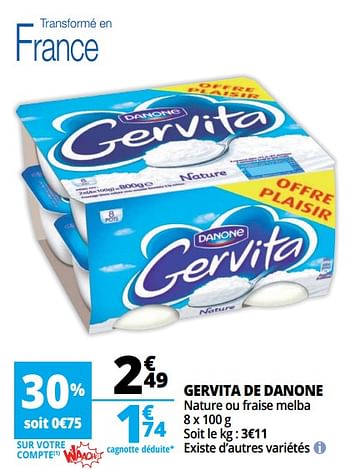 Promotions Gervita de danone - Danone - Valide de 14/03/2018 à 20/03/2018 chez Auchan Ronq