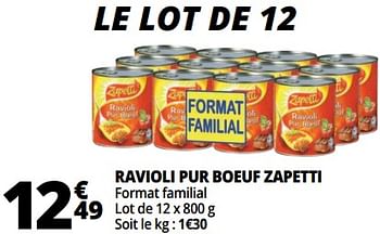 Promoties Ravioli pur boeuf zapetti - Zapetti - Geldig van 14/03/2018 tot 20/03/2018 bij Auchan