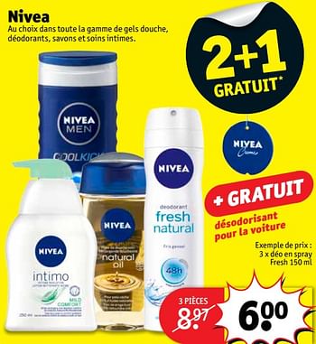 Promotions Nivea 3 x déo en spray fresh - Nivea - Valide de 13/03/2018 à 25/03/2018 chez Kruidvat
