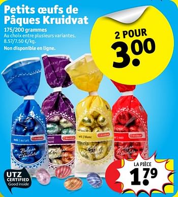 Promotions Petits oeufs de pâques kruidvat - Produit maison - Kruidvat - Valide de 13/03/2018 à 25/03/2018 chez Kruidvat