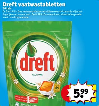 Promotions Dreft vaatwastabletten - Dreft - Valide de 13/03/2018 à 25/03/2018 chez Kruidvat