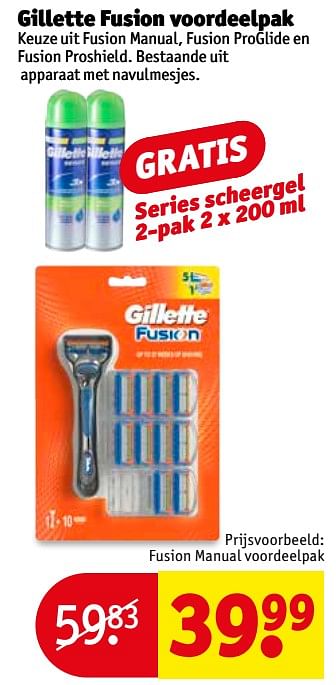 Promoties Fusion manual voordeelpak - Gillette - Geldig van 13/03/2018 tot 25/03/2018 bij Kruidvat