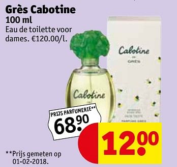 Promoties Grès cabotine 100 ml - Cabotine - Geldig van 13/03/2018 tot 25/03/2018 bij Kruidvat