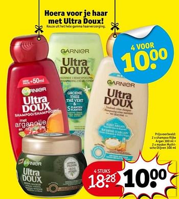 Promoties Ultra doux shampoo rijke argan + masker mythische olijven - Garnier - Geldig van 13/03/2018 tot 25/03/2018 bij Kruidvat