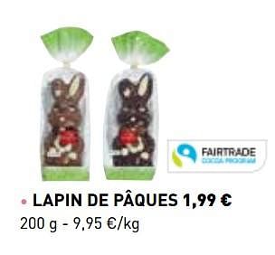 Promotions Lapin de pâques - Fair Trade - Valide de 01/03/2018 à 31/03/2018 chez Lidl