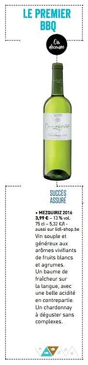 Promotions Mezquiriz 2016 - Vins blancs - Valide de 01/03/2018 à 31/03/2018 chez Lidl
