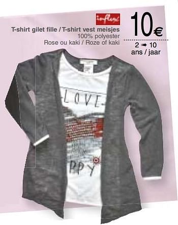 Promoties T-shirt gilet fille - t-shirt vest meisjes - INFLUX - Geldig van 13/03/2018 tot 26/03/2018 bij Cora