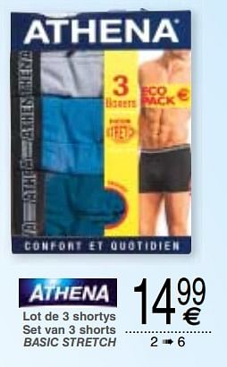 Promotions Lot de 3 shortys set van 3 shorts basic stretch - Athena - Valide de 13/03/2018 à 26/03/2018 chez Cora