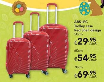 Promoties Abs+pc trolley case red shell design - Huismerk - Happyland - Geldig van 07/03/2018 tot 14/04/2018 bij Happyland